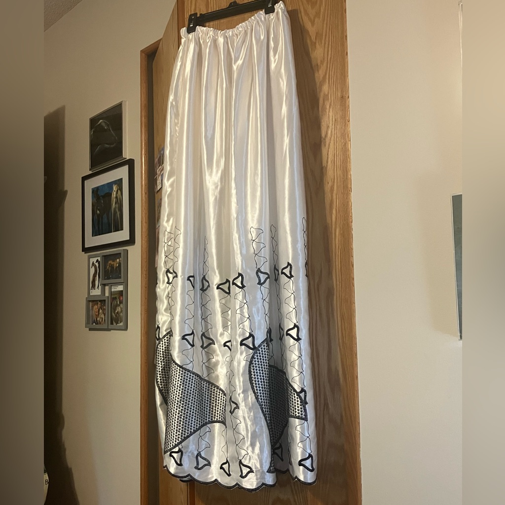 $92 Stunning White & Black Satin Like Embroidered Tube Dress. One Size Fits Most